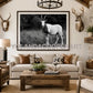 Black and White Scimitar Oryx Photography | Western Wildlife | 30’x40’ Wall Art Print | Texas Ranch Decor