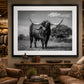 Texas Longhorn Black and White Photography | Western Ranch Wall Art