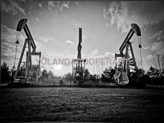 West Texas Oil Pumpjacks | Black & White Fine Art Photography Print by Yolanda Cooper